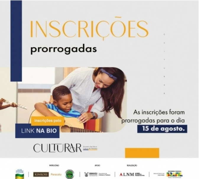 Inscrições para o Culturar são prorrogadas até o dia 15 de agosto